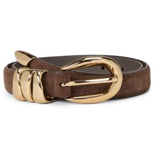 2426 Women's Triple Metal Keeper Belt: Suede, Dark Roast, Medium